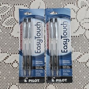 4ct Pilot Easy Touch Retractable Black Ink Ball Point Pens Medium 1.0mm  2 Packs